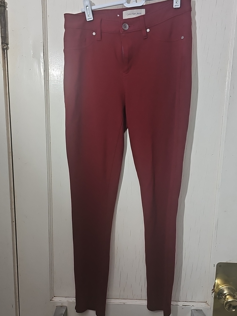 Calvin Klein Womens Wine Slim Stretch Pants